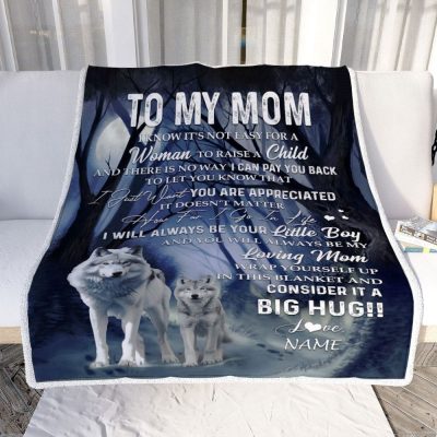 To My Mom Wolf Blanket From Son There Is No Way I Can Pay You Back You Are Appreiated Mom, Mother Day Blanket, Personalized Blanket For Mom