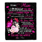 To My Mom From Daughter Blanket Butterfly I Am Because You Are Mother Day Blanket Personalized Blanket For Mom 1 A1r15z.jpg - demo10