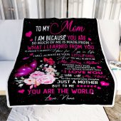 To My Mom From Daughter Blanket Butterfly I Am Because You Are Mother Day Blanket Personalized Blanket For Mom 2 Baity4.jpg - demo10