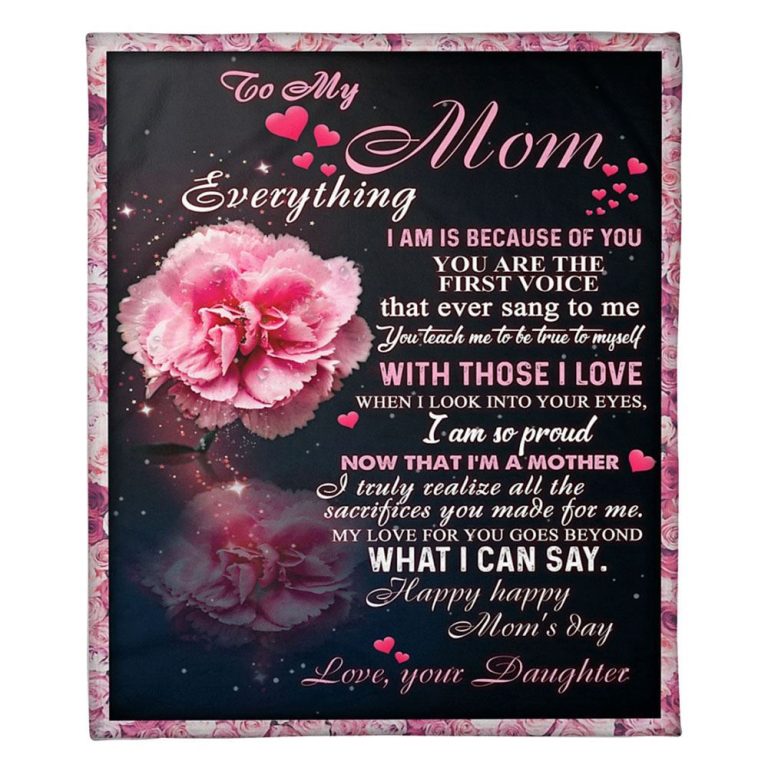To My Mommy Blanket From Kids Pink Flowers You're The First Voice Blanket, Blankets For Mothers Day