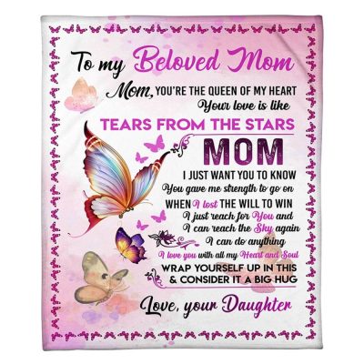 To My Mommy Blanket From Kids Tear From The Stars Butterflies Blanket, Blankets For Mothers Day