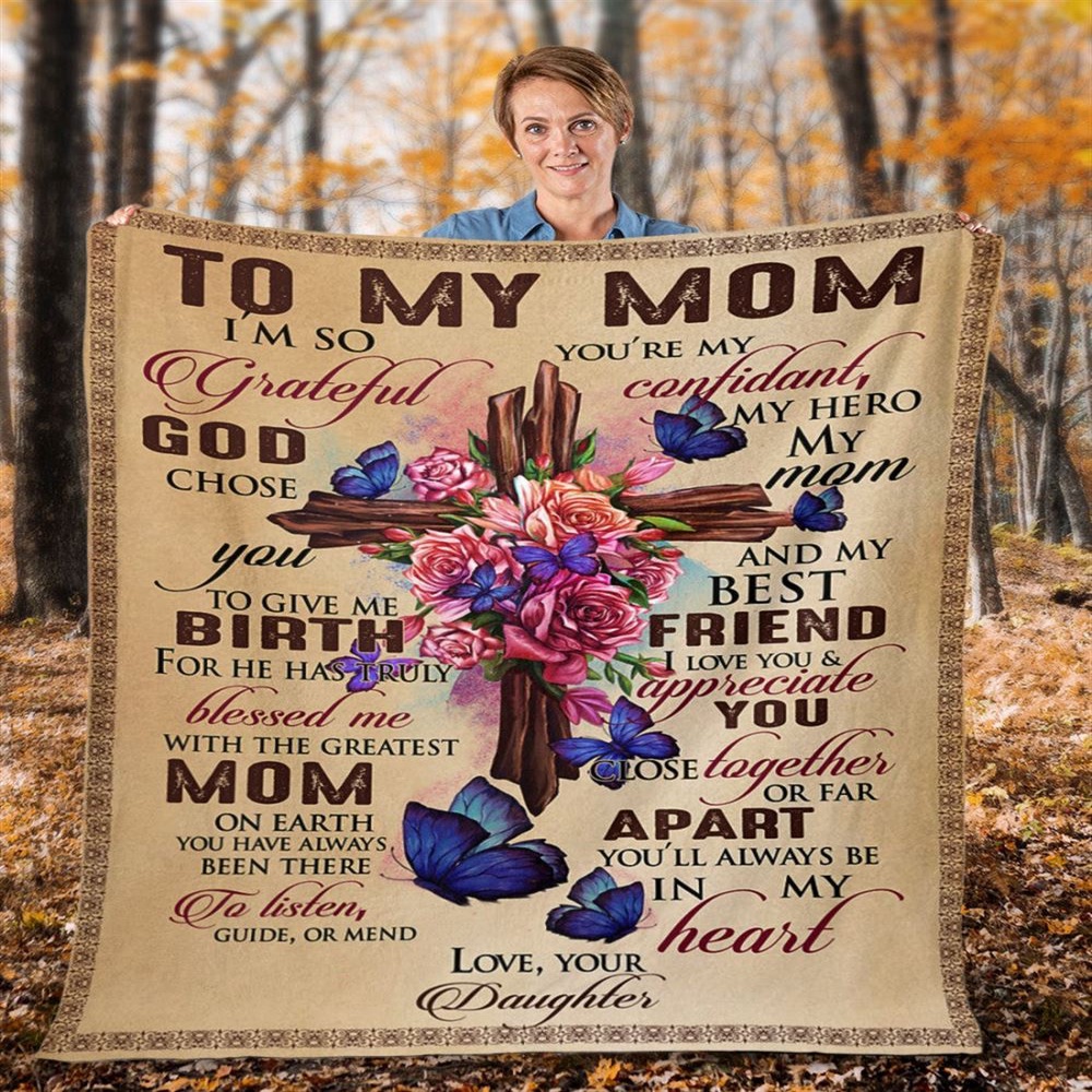 To My Mommy Blanket From Kids Vintage Christ Cross Grateful God Chose You Blanket, Blankets For Mothers Day To My Mommy Blanket From Kids Vintage Christ Cross Grateful God Chose You Blanket, Blankets For Mothers Day