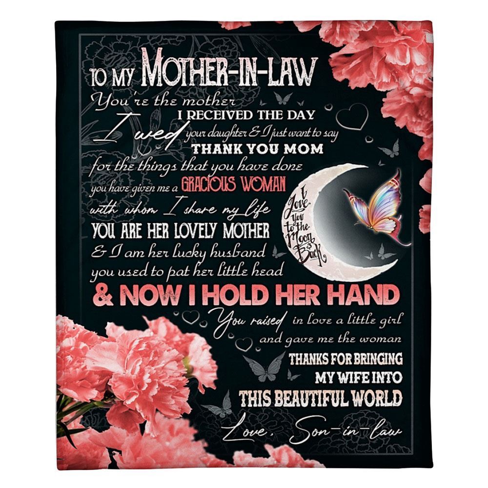 To My Mother-In-Law Blanket Beautiful Flower Butterflies And Moon Blanket, Blankets For Mothers Day To My Mother-In-Law Blanket Beautiful Flower Butterflies And Moon Blanket, Blankets For Mothers Day