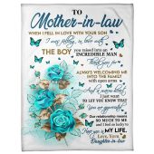 To My Mother In Law Blanket Blue Rose Butterflies I Was Falling In Love Blanket Blankets For Mothers Day 1 Ulbv57.jpg - demo10