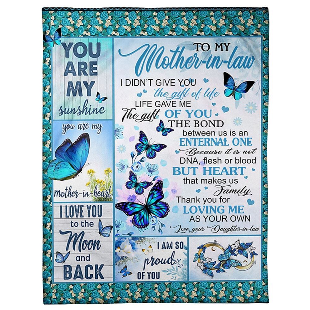 To My Mother-In-Law Blanket Butterflies Flower I Love You To The Moon Blanket, Blankets For Mothers Day To My Mother-In-Law Blanket Butterflies Flower I Love You To The Moon Blanket, Blankets For Mothers Day