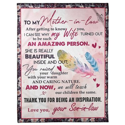 To My Mother-In-Law Blanket Feather After Getting To Know You Blanket, Blankets For Mothers Day