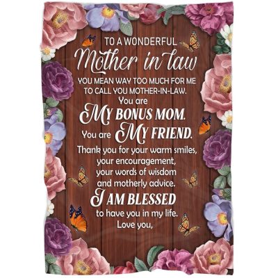 To My Mother-In-Law Blanket Flower Butterflies You Are My Friend Blanket, Blankets For Mothers Day