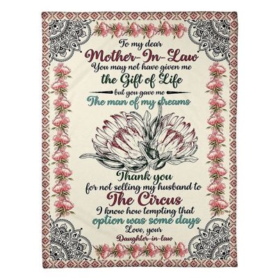 To My Mother-In-Law Blanket Flower You Gave Me The Man Of My Dreams Blanket, Blankets For Mothers Day