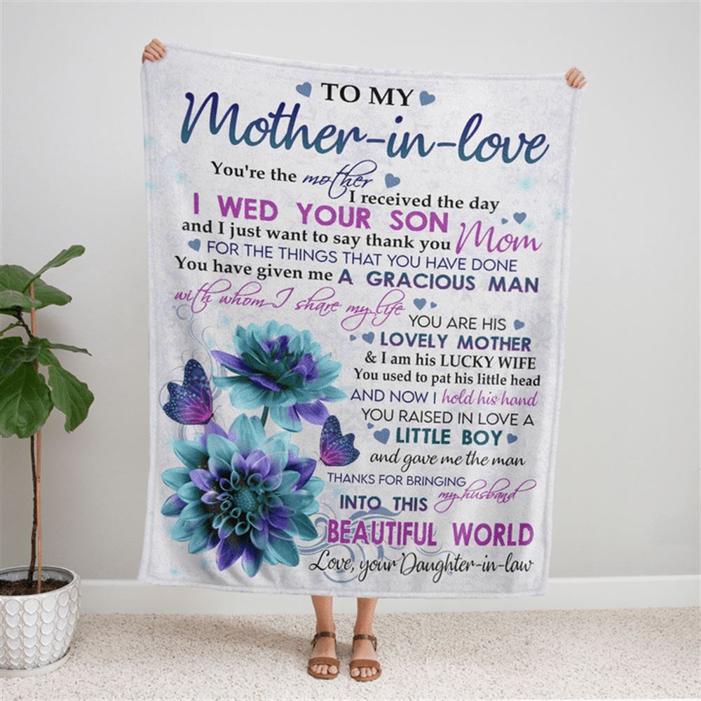 To My Mother-In-Law Blanket I Just Want To Say Thank You Flower Butterflies Blanket, Blankets For Mothers Day To My Mother-In-Law Blanket I Just Want To Say Thank You Flower Butterflies Blanket, Blankets For Mothers Day