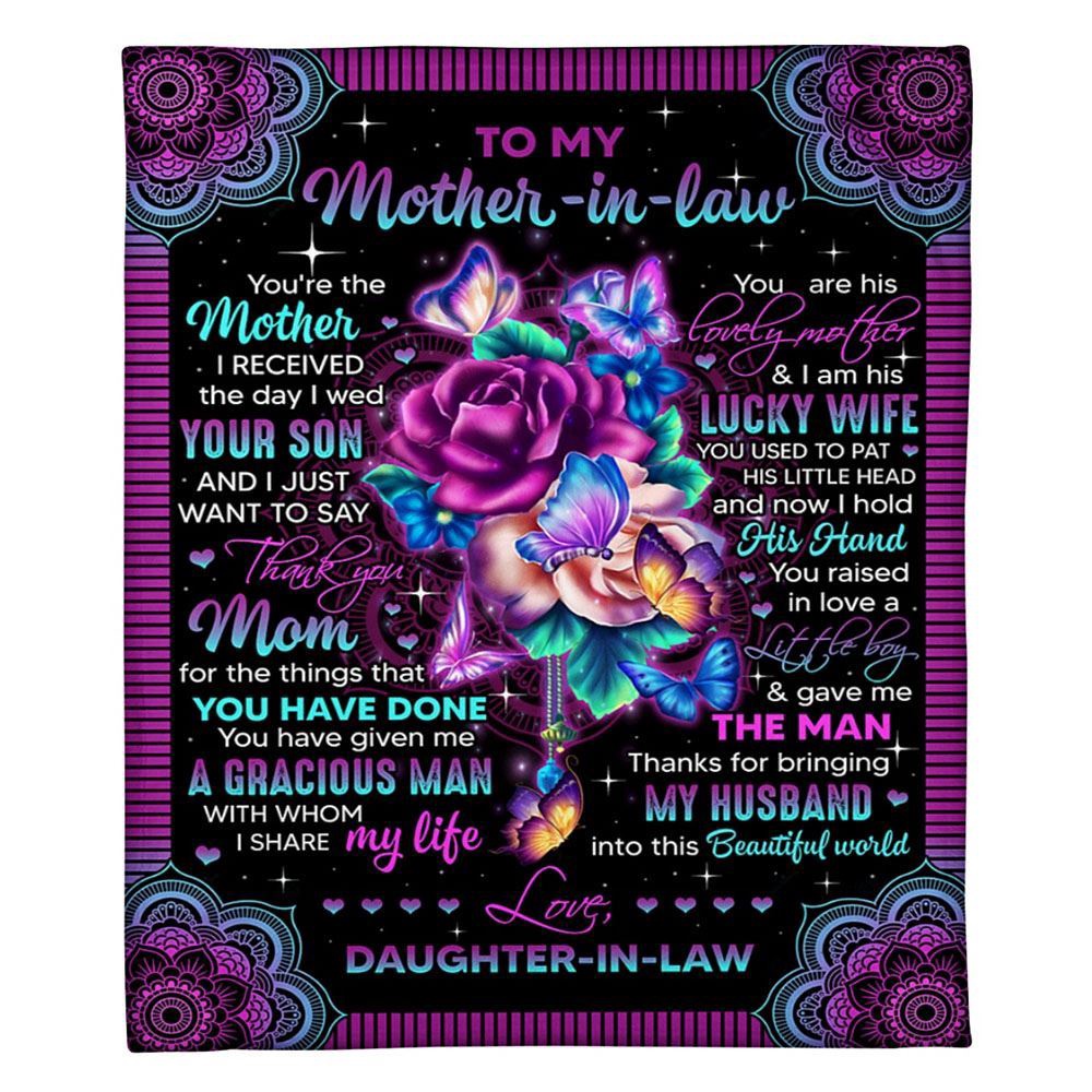 To My Mother-In-Law Blanket Mandala Design Flower And Butterflies Blanket, Blankets For Mothers Day To My Mother-In-Law Blanket Mandala Design Flower And Butterflies Blanket, Blankets For Mothers Day