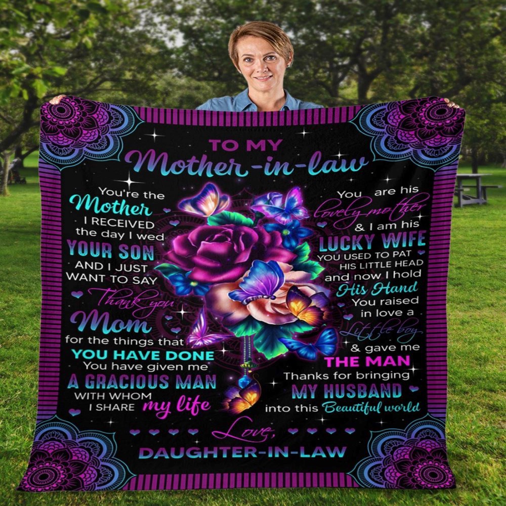 To My Mother-In-Law Blanket Mandala Design Flower And Butterflies Blanket, Blankets For Mothers Day To My Mother-In-Law Blanket Mandala Design Flower And Butterflies Blanket, Blankets For Mothers Day