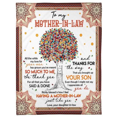 To My Mother-In-Law Blanket Mandala Tree My Love For Your Son Blanket, Blankets For Mothers Day