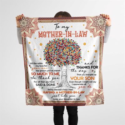 To My Mother-In-Law Blanket Mandala Tree My Love For Your Son Blanket, Blankets For Mothers Day