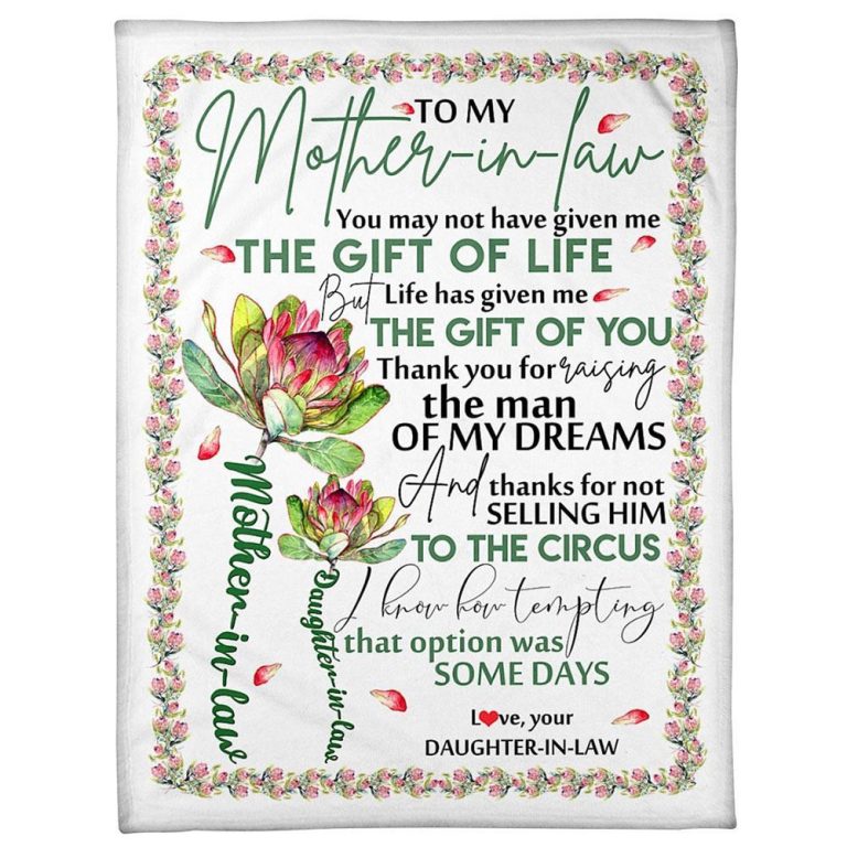 To My Mother-In-Law Blanket Protea Flower Thanks For Not Selling Him Blanket, Blankets For Mothers Day