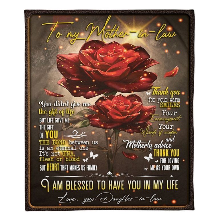 To My Mother-In-Law Blanket Rose Flower Heart That Makes Us Family Blanket, Blankets For Mothers Day