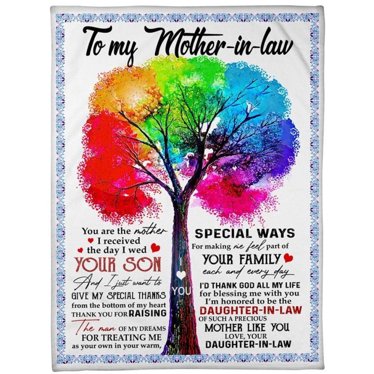 To My Mother-In-Law Blanket Tree Thank You For Treating Me As Your Own Blanket, Blankets For Mothers Day