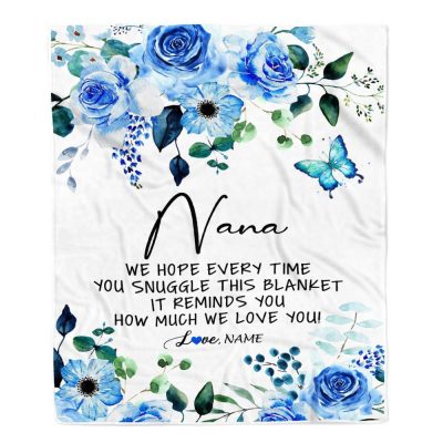 To My Nana Blanket From Grandkids Floral How Much We Love You, Mother Day Blanket, Personalized Blanket For Mom