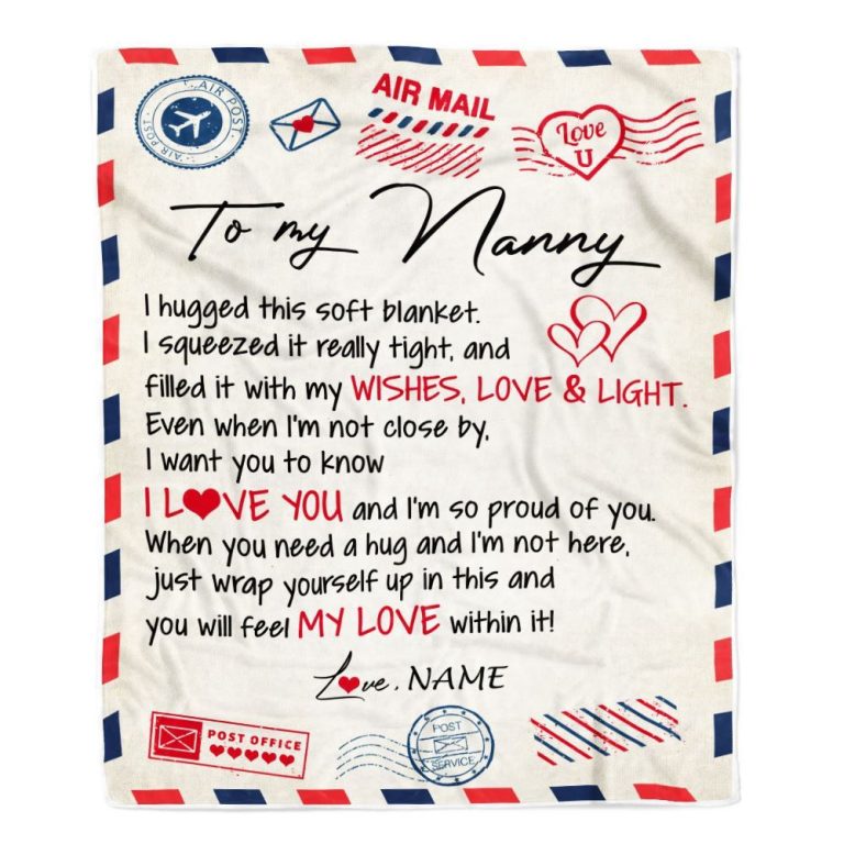 To My Nanny Blanket From Kids Air Mail Letter I Love You, Mother Day Blanket, Personalized Blanket For Mom