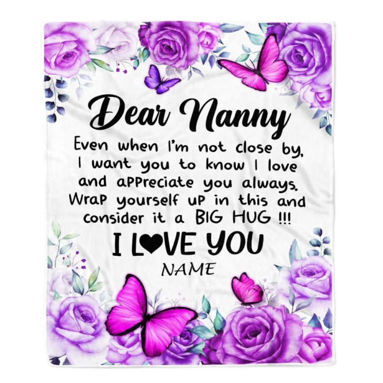 To My Nanny Blanket From Kids Butterfly Love And Appreciate, Mother Day Blanket, Personalized Blanket For Mom