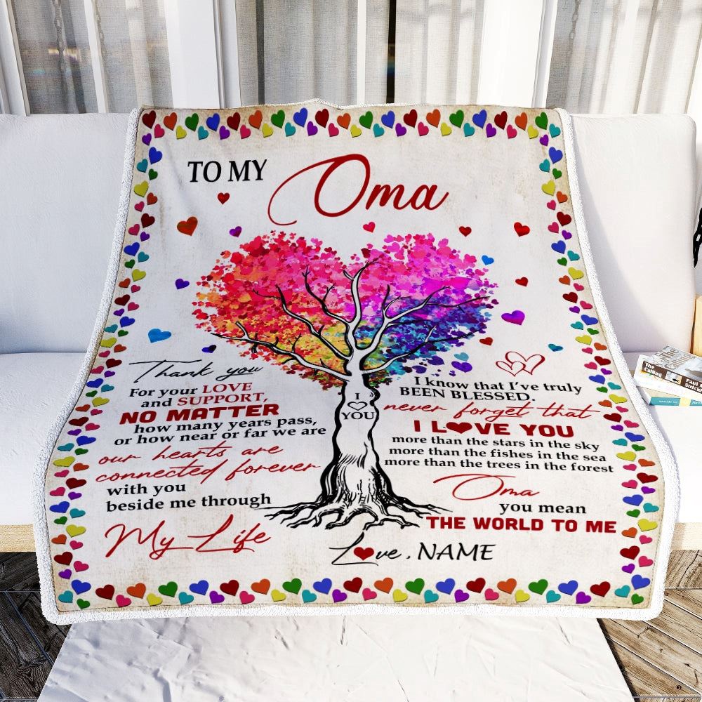 To My Oma Blanket From Grandkids Never Forget That I Love You You Mean The World to Me, Mother Day Blanket, Personalized Blanket For Mom
