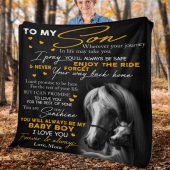 To My Son Blanket From Father Mother Horse Never Forget Way Back Home Blanket Blankets For Mothers Day 2 Dimesd.jpg - demo10
