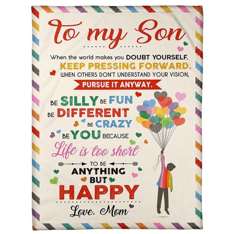 To My Son Blanket From Father Mother Keep Pressing Forward Heart Balloons Blanket, Blankets For Mothers Day