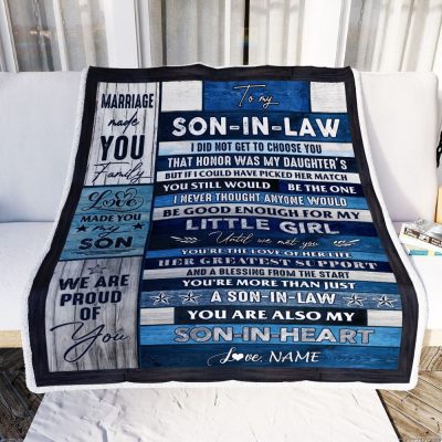 To My Son In Law Blanket From Mother In Law You're The Love Of Her Life, Mother Day Blanket, Personalized Blanket For Mom