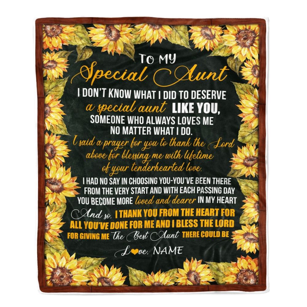 To My Special Aunt Blanket from Niece Nephew Thank you, Mother Day Blanket, Personalized Blanket For Mom