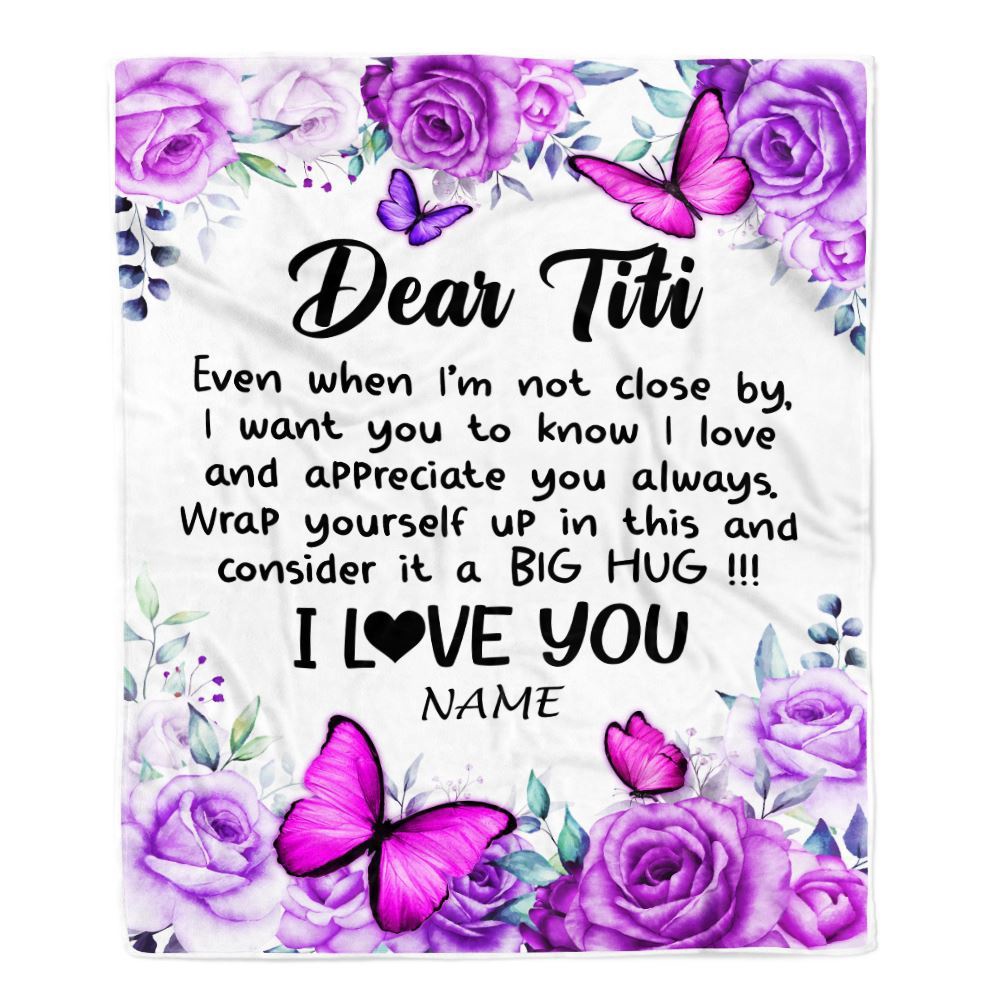 To My Titi Blanket From Niece Nephew Butterfly Love And Appreciate, Mother Day Blanket, Personalized Blanket For Mom