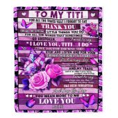 To My Titi Blanket From Niece Nephew Wood Butterfly You Mean More To Me, Mother Day Blanket, Personalized Blanket For Mom