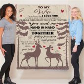 To My Wife Hand In Hand Forever Love Husband Gift Ideas Deer Blanket Blankets For Mothers Day 2 Jazcqb.jpg - demo10