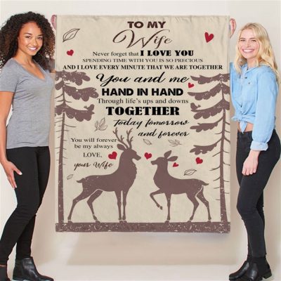 To My Wife Hand In Hand Forever Love Husband Gift Ideas Deer Blanket, Blankets For Mothers Day