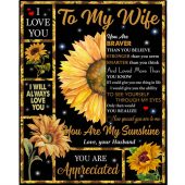 To My Wife You Are My Sunshine Sunflower Braver Stronger Smarter Appreciated I Love You Funny Fleece Blanket Blankets For Mothers Day 1 T8j7j2.jpg - demo10