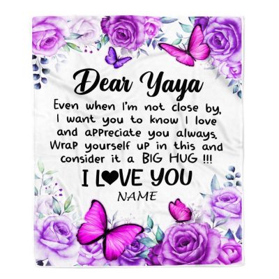 To My Yaya Blanket From Kids Butterfly Love And Appreciate, Mother Day Blanket, Personalized Blanket For Mom