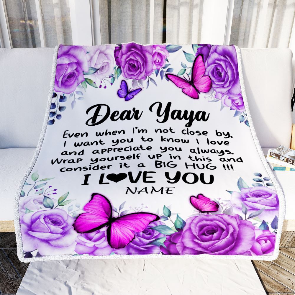 To My Yaya Blanket From Kids Butterfly Love And Appreciate, Mother Day Blanket, Personalized Blanket For Mom To My Yaya Blanket From Kids Butterfly Love And Appreciate, Mother Day Blanket, Personalized Blanket For Mom
