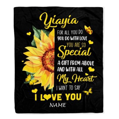 To My Yiayia Blanket From Grandkids Granddaughter I Want To Say I Love You, Mother Day Blanket, Personalized Blanket For Mom