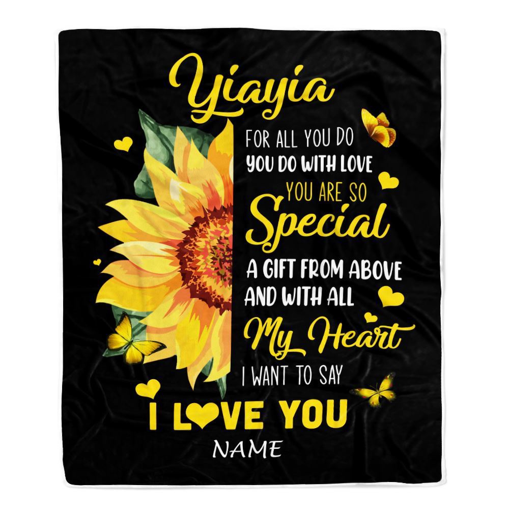 To My Yiayia Blanket From Grandkids Granddaughter I Want To Say I Love You, Mother Day Blanket, Personalized Blanket For Mom To My Yiayia Blanket From Grandkids Granddaughter I Want To Say I Love You, Mother Day Blanket, Personalized Blanket For Mom