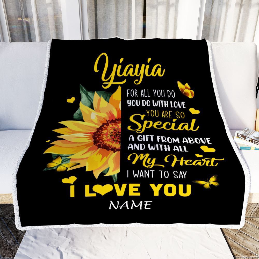 To My Yiayia Blanket From Grandkids Granddaughter I Want To Say I Love You, Mother Day Blanket, Personalized Blanket For Mom To My Yiayia Blanket From Grandkids Granddaughter I Want To Say I Love You, Mother Day Blanket, Personalized Blanket For Mom