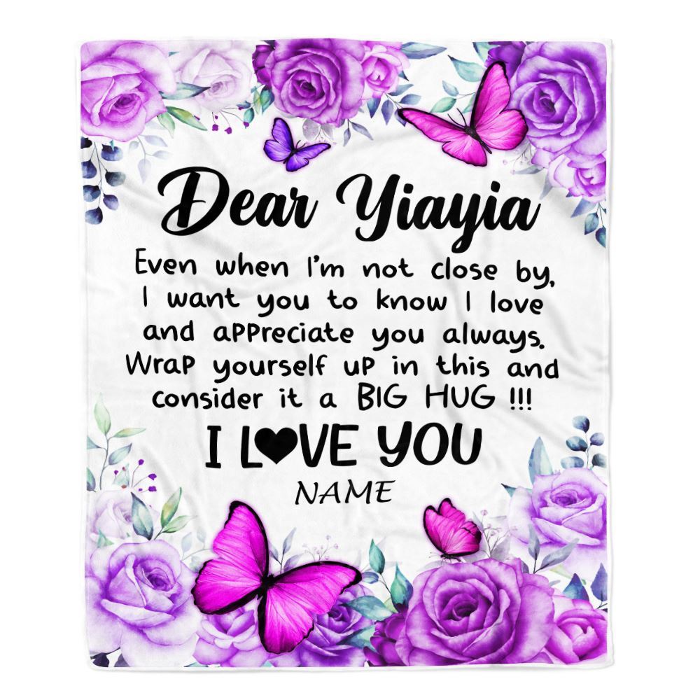 To My Yiayia Blanket From Kids Butterfly Love And Appreciate, Mother Day Blanket, Personalized Blanket For Mom To My Yiayia Blanket From Kids Butterfly Love And Appreciate, Mother Day Blanket, Personalized Blanket For Mom