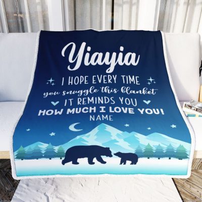 To My Yiayia Blanket From Kids I Hope Every Time Bear, Mother Day Blanket, Personalized Blanket For Mom