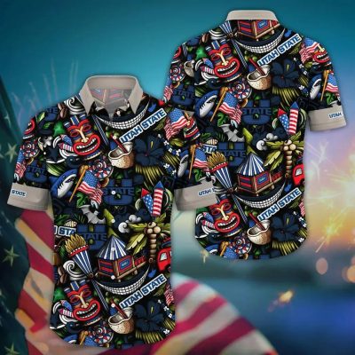 Utah State Aggies NCAA Flower Aloha Hawaiian Shirt 14, NCAA Hawaiian Shirt