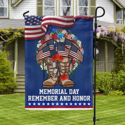 Memorial Day Veteran Boots American Wreath Remember and Honor Flag MLN1264F - Flagwix