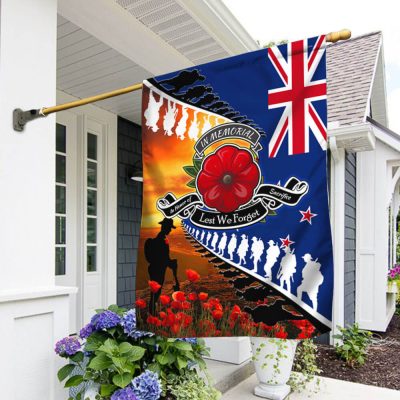 Lest We Forget. Poppy Veteran Anzac Day. New Zealand Flag TPT693F - Flagwix Lest We Forget. Poppy Veteran Anzac Day. New Zealand Flag TPT693F - Flagwix