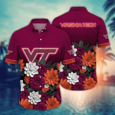 Virginia Tech Hokies NCAA Flower Aloha Hawaiian Shirt 11, NCAA Hawaiian Shirt