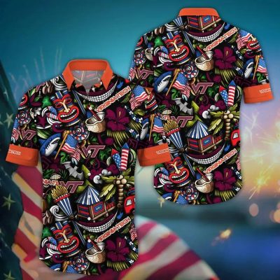 Virginia Tech Hokies NCAA Flower Aloha Hawaiian Shirt 12, NCAA Hawaiian Shirt