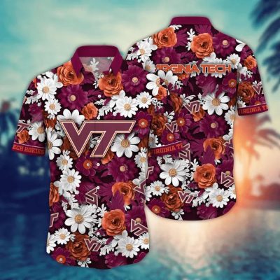 Virginia Tech Hokies NCAA Flower Aloha Hawaiian Shirt 5, NCAA Hawaiian Shirt