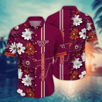 Virginia Tech Hokies Style Hot Trending Summer NCAA Flower Aloha Hawaiian Shirt, NCAA Hawaiian Shirt