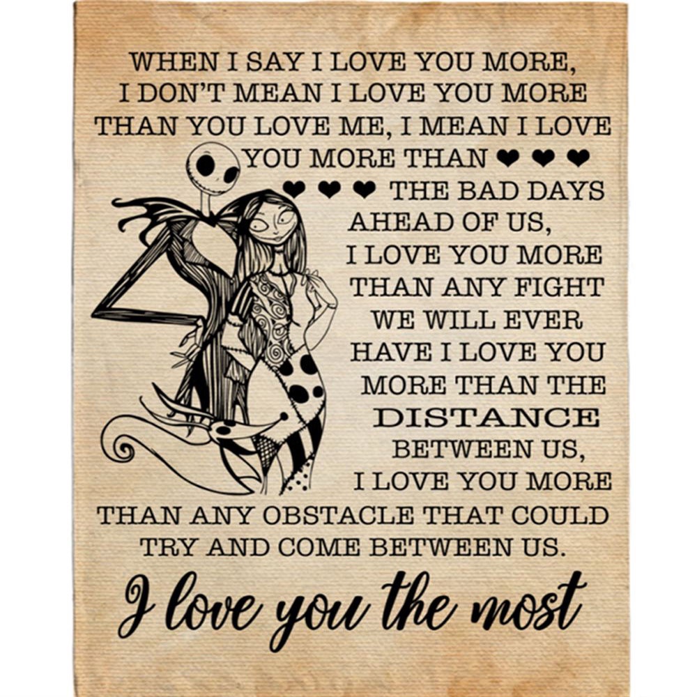 When I Say I Love You The Most Jack Blankets Skellington Valentine Day Gift From Wife Husband Plush Fleece Sally Blanket, Blankets For Mothers Day When I Say I Love You The Most Jack Blankets Skellington Valentine Day Gift From Wife Husband Plush Fleece Sally Blanket, Blankets For Mothers Day