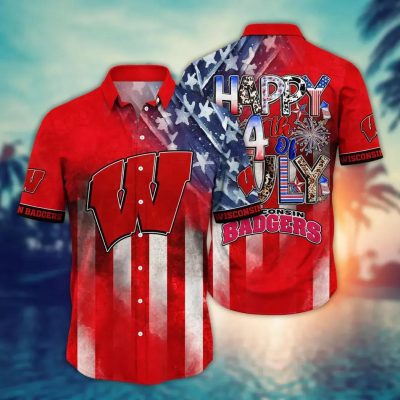 Wisconsin Badgers NCAA Aloha Hawaiian Shirt 2, NCAA Hawaiian Shirt