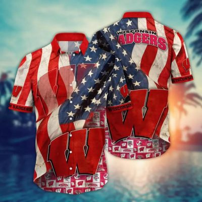 Wisconsin Badgers NCAA Flower Aloha Hawaiian Shirt 10, NCAA Hawaiian Shirt